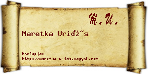 Maretka Uriás névjegykártya